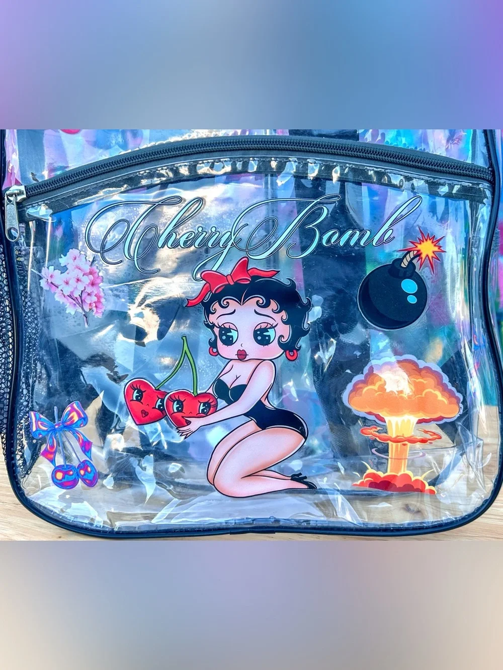 ‘CHERRY BOMB V1’ Clear Backpack 15”